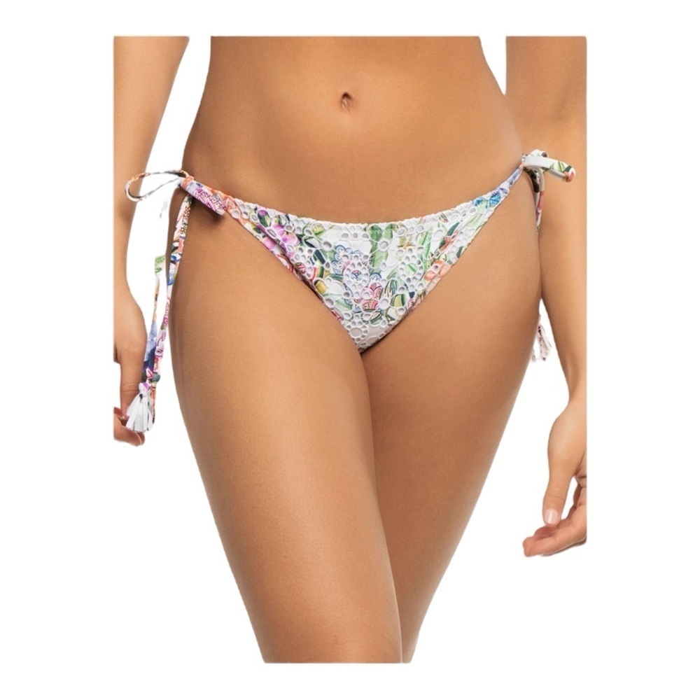 JOHNNY WAS Neon Jungle Eyelet String Bikini Bottom NWT